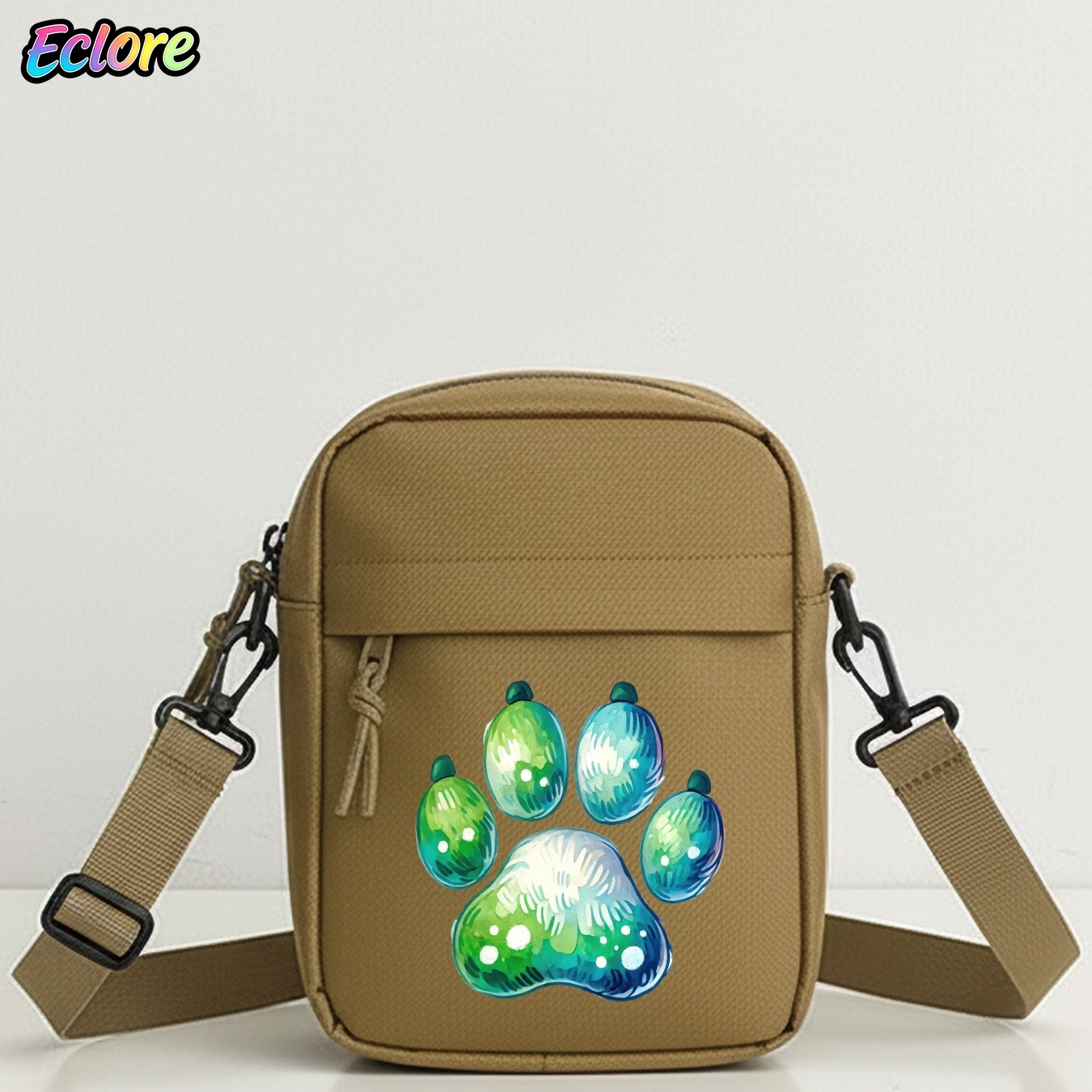 Cycling Commuting - Watercolor Animal Paw Print Shoulder Bag