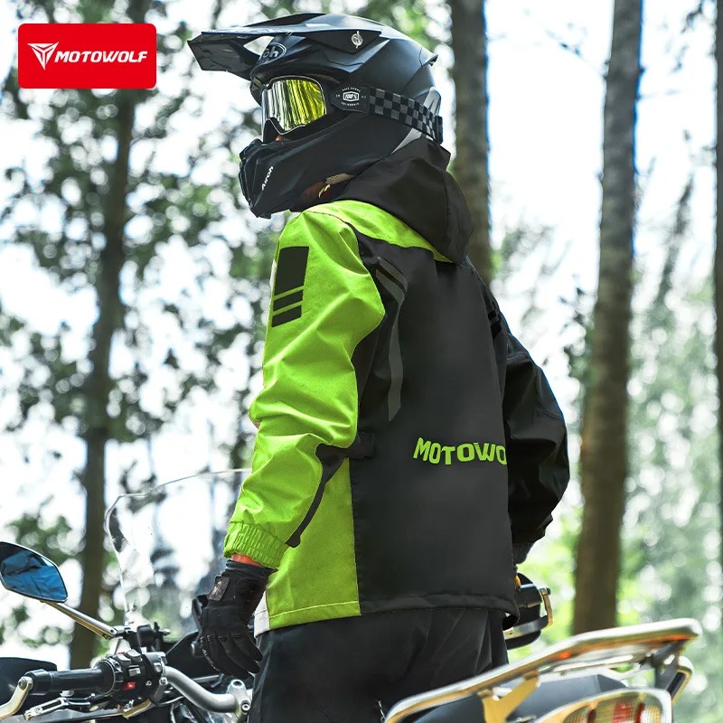 Cycling Commuter Rain Jacket - Motowolf Reflective Motorcycle Rain Jacket Waterproof