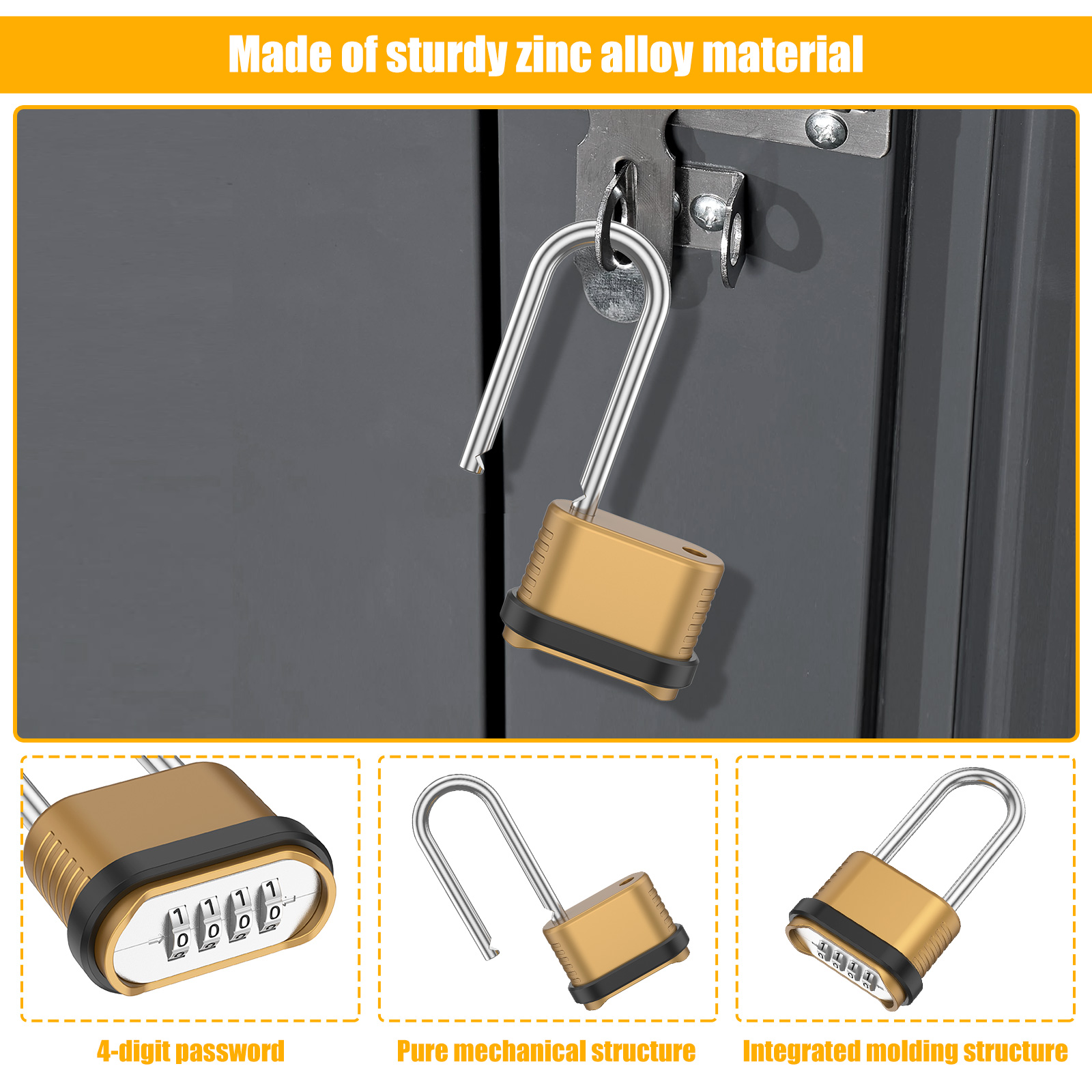 2/8Pcs Combination Lock 4-Digi - đánh giá và giá U Lock Heavy Duty