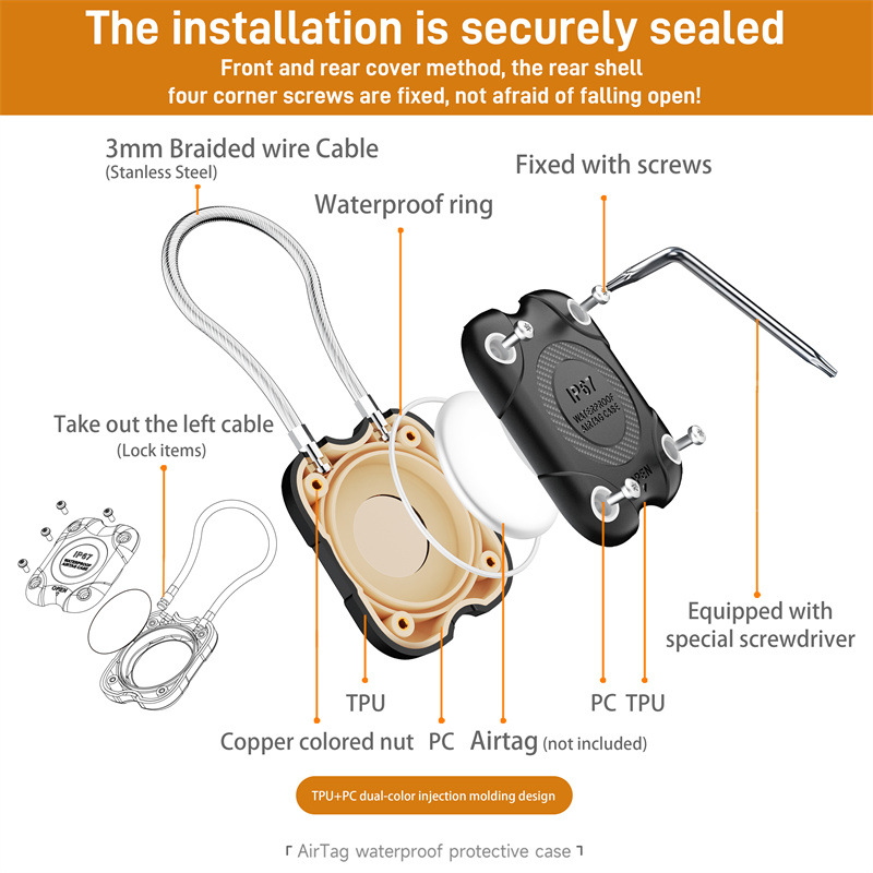 Airtag Holder with Wire Cable, - đánh giá và giá Chain Lock Combination